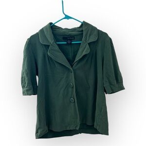 🟢CALVIN KLEIN: Women’s L, dark green short sleeve button down jacket, preloved